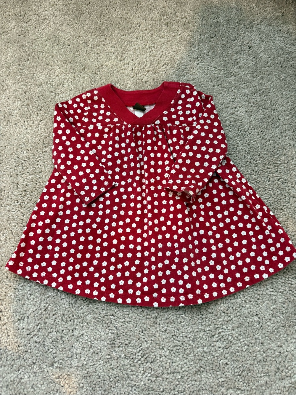 Girls' Red Floral Long-Sleeve Dress